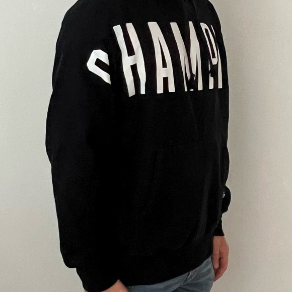 Champion Reverse Weave Men’s Large Black White Hoodie - Picture 7 of 11